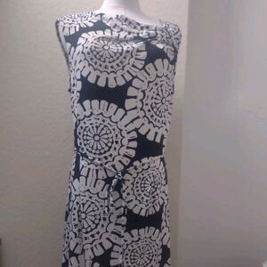 Merona Black and White Sleeveless Maxi with Waist Tie Cowl Neck